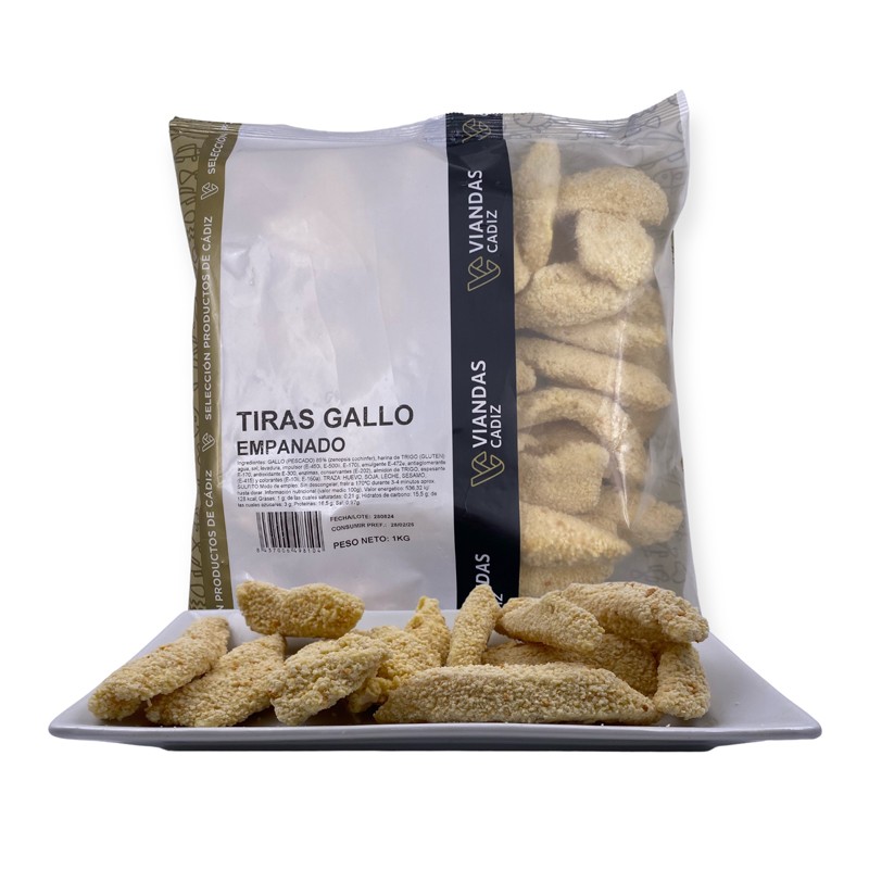 Tiras de gallo empanado caja 3 kg